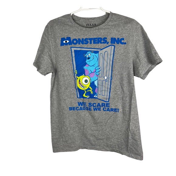 Monsters Inc graphic tee sulley Mike Pixar gray Kidcore cartoon movie t-shirt - Picture 1 of 3